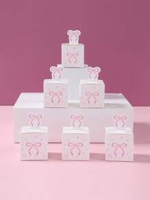 24个蝴蝶结礼盒，粉色蝴蝶结图案礼盒，蝴蝶结主题派对惊喜礼盒，生日节日派对礼品包装用品，婚礼新娘回礼盒，性别揭晓派对礼盒，女士派对礼品包装盒，厨房包装用品，派对小礼物 - 白底粉紅蝴蝶結 - 查看 1