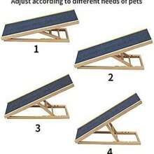 Royalswill Solid Wood Dog Ramp, Non-Slip Ramp, Ribbed Carpet Ramp 70-100cm Size Options, Convenient And Transportable For Dogs Ideal For Sofas, Beds, Chairs Or Cars Folds Flat, Slides Under Sofa - CWPT-70 - View 4