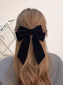 Korean Vintage Velvet Bow Hair Clip, Minimalist Style Ponytail Clip Hair Accessories For Autumn/Winter