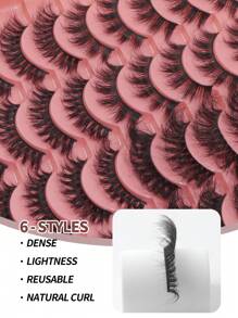 Happy Butterfly 30 Pairs Mixed Pack Natural Crossover False Eyelashes, Handmade Lengthened Thick Curly Eyelashes Artificial 3D Fuax Mink Eyelashes D Curvature Makeup Tools Hot Sellers For Daily Life,Chemical Fiber Russian Strip Lashes, Thick Natural Volume Grafting Eyelashes,Gift For Christmas, - 交叉款 - 查看 6