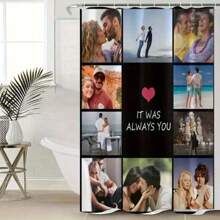 1pc Custom Flannel Shower Curtain, Customized Image, Wedding Shower Curtain, Personalized Design, Super Thick & Soft, Suitable For All Seasons, Great Gift For Friends & Family, Mother's Day, Father's Day, Wedding Blessing Home Bathroom Decor Fall Decor Bathroom Accessories Back To School