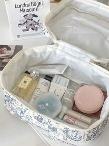 3Pcs Personalized Ditsy Floral Cosmetic Bag Set, Large Capacity Portable Travel Toiletry Bag, Cute Makeup Organizer, Customized Letter Grooming Pouch, Embroidered Beauty Bag, Suitable For Bridesmaid, Mom, Birthday, Friends, Christmas/Holiday Gift, Anniversary, Valentine's Day, Mother's Day - Multicolor - View 3