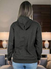 Men's Sweatshirts Plain Flannel Kangaroo Top Cold Hooded - Dark Grey - View 5