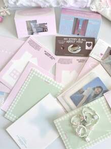 10张可爱卡通字母明信片，3英寸韩流照片卡，女孩装饰卡，照片卡夹 - 彩色 - 查看 4