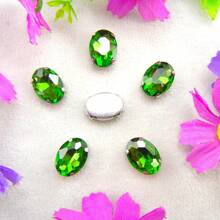 Oval Elliptical Shape Glass Non-AB Normal Colors Fancy Ellipse Shiny Handmade Sliver Gold Metal Claw Base, Sewing Crystal Hand Sewn Rhinestone Decoration Beads Flat Back With Holes Gems DIY Accessories Sew On Stones Strass For Decorating Clothes, Dress, Bags, Shoes, Brooches, Earrings, Handicrafts. - Fantasy Colors - View 28