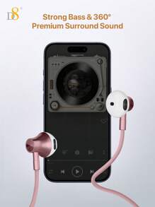 D8 Type C Headphones In Ear Earphones Earbuds With Mic And Volume Control - Pink - View 4