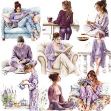 1 opakowanie Vintage Purple Series Wygodne naklejki dekoracyjne do domu do czytania, picia kawy, prowadzenia dziennika, cięcia DIY, notatnika, pamiętnika, albumu ze zdjęciami, artykułów szkolnych, dekoracyjnych naklejek - Fioletowy - Zobacz 5