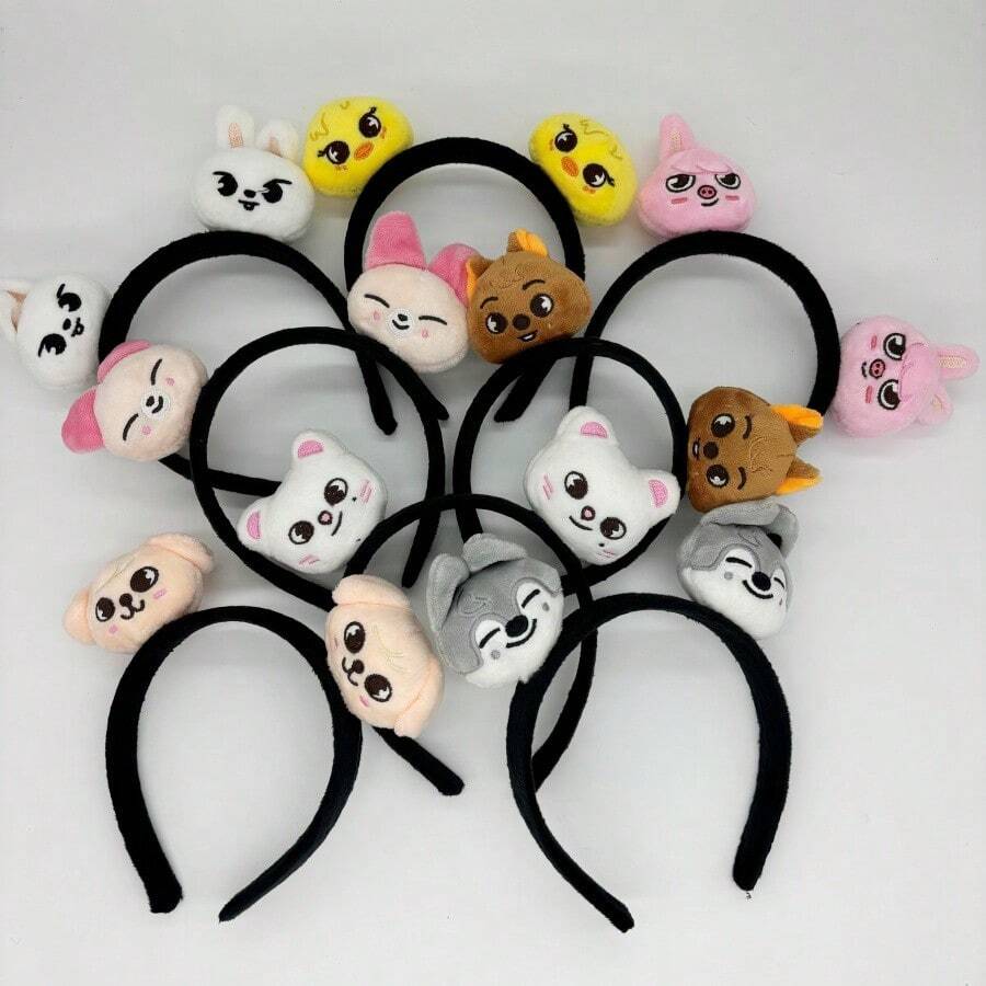 OUZEY SKZ KPOP STAY Stray 15cm Anime Cartoon Personalized Headband, Grey Wolf Yellow Chicken Cartoon Animal Hair Accessory, Fan Support Music Festival Concert Matching Headband.STAY Fan Gifts, Birthday Gifts, Couple Gifts, Party Gifts - Multicolor - View 1