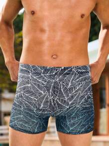 Men's Fashion Floral Print Swimming Trunks, Stylish And Suitable For Summer - Black - View 5