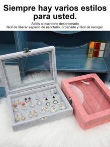 Jewelry Organizer, Multifunctional Jewelry Storage Box, Jewelry Case For Rings, Earrings, Bracelets, Necklaces, And Watches, Etc. - 灰色 - 查看 4