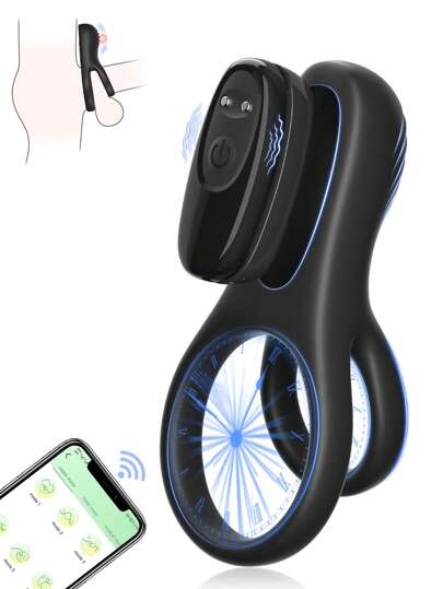 Vibrating Cock Ring With Clitoral Stimulator, APP Control Penis Ring Vibrator With 9 Vibration Modes, Rechargeable Adult Sex Toys, Clitoris Vibrators For Men Women Couples