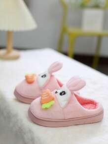 1 双卡通儿童拖鞋，保暖室内防滑厚底家居鞋，适合睡衣和家居服，秋冬季 - 粉色 - 查看 6
