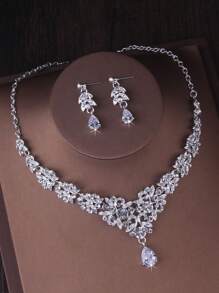 High End Luxury Crown Necklace Earring Set, Bridal Wedding Dress Accessories, Wedding Necklace, Wedding Accessories, High-End And Atmospheric Banquet Banquet, Birthday Crown Necklace Earring Three Piece Set - 皇冠+項鍊+耳環套裝 - 查看 4