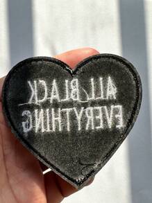 aprille 1PC "ALL BLACK EVERYTHING" Embroidered Iron On Patches For Clothing Jeans Jacket Embroidery Heart Applique Clothes Sticker Eagle Armband Stripes Badge