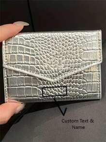 [Customized]Personalized Custom Letter Name Crocodile Faux Leather Pattern Card Storage Bag, Personalized Multi-Card Position, Ultra-Thin And Compact Women's Bag Card Holder,New Year Glamour - Multicolor - View 9