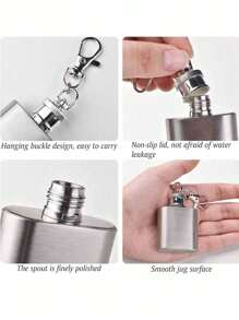 不锈钢户外便携式钥匙扣液体瓶，适合喝咖啡、牛奶、饮料、露营、节日派对、圣诞节情人节情侣礼物