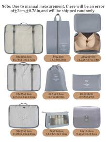 9pcs/1 Set Portable Travel Organizer Bags, Include Clothes/Cosmetic/Jewelry/Toiletry Storage Bags, Suitable For Business Trip, Vacation, Dorm, Bedroom Decor, Student/Teacher Clothing Storage, Essential Travel Accessories, Valentine's Day Gift,Boho Vibes - Multicolor - View 7