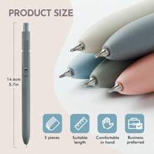 5pcs Gel Pens,0.5mm Fine Point Black Ink Pens With Smooth Wirting,Qucik Dry Pens For Journaling,Cute Nice Aesthetic Pens, Office School Supplies Women Men Student