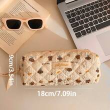 1pc Cartoon Animal Print Pencil Stationery Bag, Girls Study Stationery Organiser, College Student Writing Instrument Organiser, Desktop Storage Bag, Multi-Functional Organiser For Rulers, Writing Pens, Suitable As Back To School Gift, Birthday Gift For Teenagers, Back To School, School Supplies, Pencil Case, Pencil Pouch, School Bag