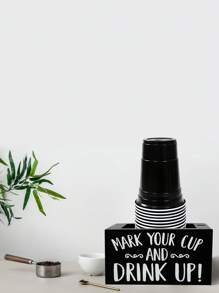 1 件质朴木质杯架、派对杯架、标记槽、储物盒、耐用且可重复使用的杯架、饮料分配器、咖啡店用品、酒吧用品、餐厅装饰、农舍用品、一次性杯子收纳架、婚礼用品、新娘送礼会礼品、1 岁生日派对装饰、婴儿送礼会用品、厨房装饰、餐厅装饰、家居装饰、适合大多数塑料杯