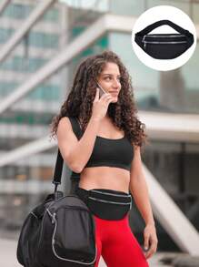 Women Casual Simple Solid Color Waterproof Fanny Pack, Crossbody Chest Bag, Belt Bag, Sling Purse, Waist Bag, Suitable For Outdoor, Sport, Travel, Versatile Daily Use, Shoulder Bags, Messenger Bags, Commuting Satchel Bags - Black - View 1