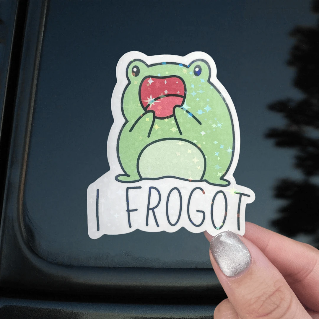 青蛙乙烯基贴纸 - 防水防晒，适合手机、笔记本电脑和汽车、学校用品、返校 - 彩色 - 查看 1