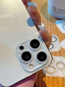 1 件银色闪光防碎镜头保护膜适用于 系列，易于安装防水钢化玻璃防震防摔防摔防刮防指纹全覆盖 - 無色 - 查看 4