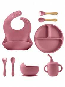 1pc/2PCS/8PCS Custom Baby Tableware Print On Demand Baby Bowl Plate Dishes Personalized Customization Name Baby Bib Soft Baby Spoons And Forks Solid Color Baby Sippy Cup, Son, Daughter,Christmas Gift