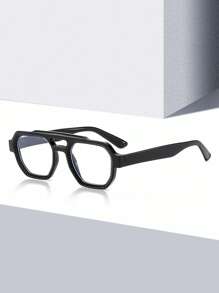 1 par de gafas de hombre de moda estilo aviador con doble puente y lentes transparentes
