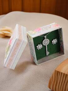 1pc Minimalist Peony Printed Jewelry Gift Box Organizer (Jewelry Not Included) - Multicolor - View 4