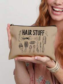 [Organizador de pelo versátil y elegante de lienzo] Organizador esencial: estampado de accesorios para el cabello, organizador de accesorios para el cabello de lienzo elegante con estampado de moda, perfecto para lazos para el cabello, pinzas, diademas, bolso versátil para cosméticos - perfecto para viajes y regalos para damas de honor. Un bolso adecuado para almacenar artículos personales, accesorios para el cabello, bandas de goma, muy adecuado para regalar a tu mejor amiga, hermana, un artículo ideal para graduación, regalos de cumpleaños.