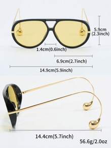 1pc Ombre Shiny Round Sexy PC (Polycarbonate) Pilot Frame Glasses With Ear Pendant, Fashion All Season For Summer Beach Vacation,Outdoor,Travel