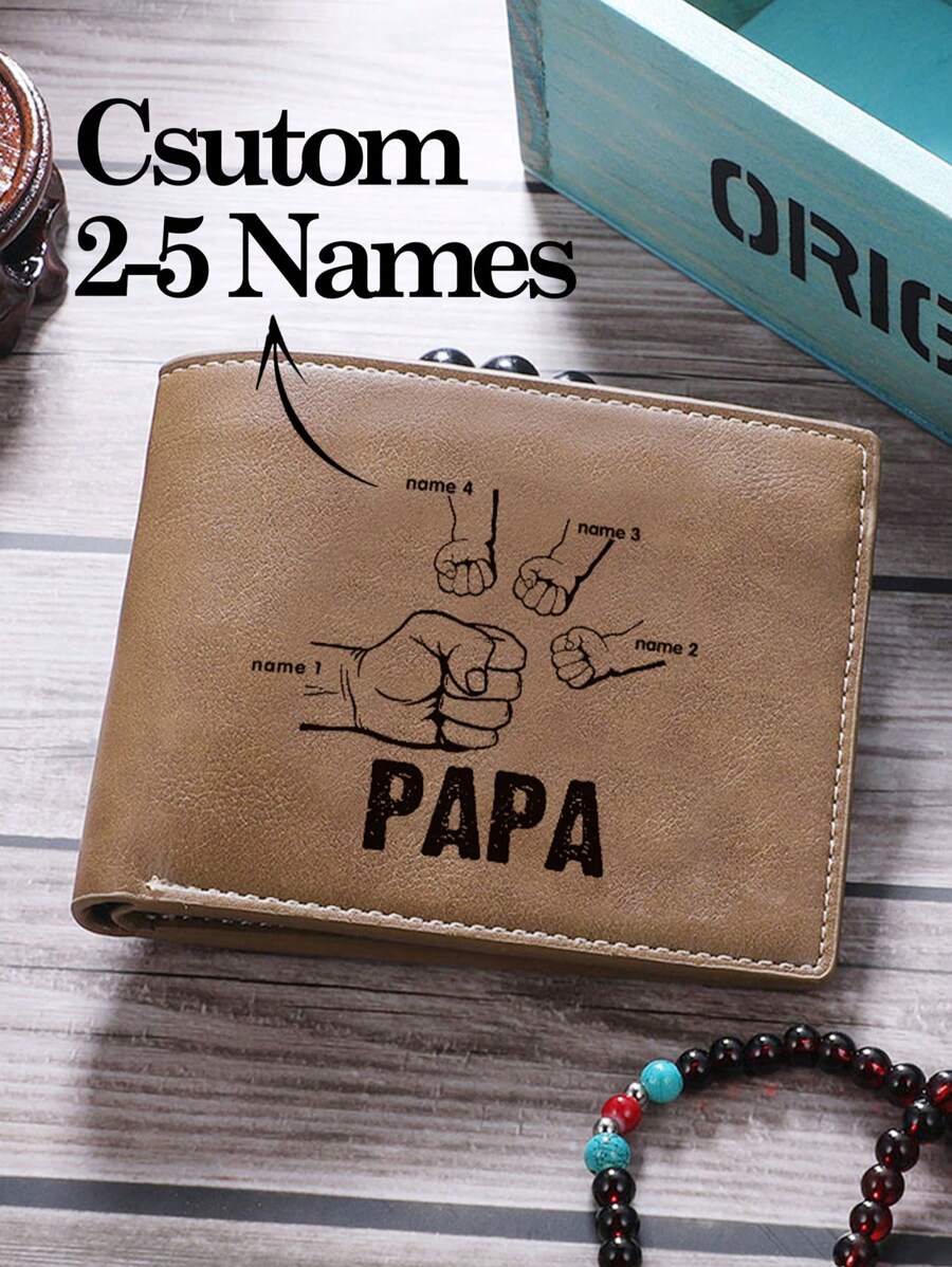 1pc Custom Photo Wallet, Christmas Gifts For Father/Grandfather/Husband/Boyfriend, Thanksgiving Gifts, New Year's Gifts,Personalized Men Wallet, Birthday Gift For Dad, Personalized Father's Day Gift, Papa Gift - Apricot - View 1