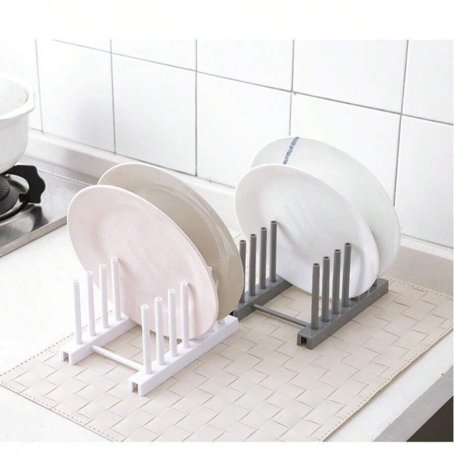 1 pieza Estante multiuso para almacenamiento de cocina, soporte extraíble para ollas y cucharones, escurridor de platos de plástico - Multicolor - Ver 1