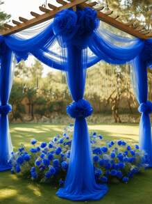 1件皇家蓝雪纺面料,婚礼雪纺装饰,适用于摄影背景、婚礼派对、订婚、仪式、舞台装饰、新娘送礼会、婴儿送礼会、周年纪念/生日派对、婚礼拱门装饰 - 派对横幅、彩带、纯色透明背景,适用于户外派对用品、天花板悬挂、仪式接待、桌布和桌旗装饰、派对桌布 - 寶藍色 - 查看 5