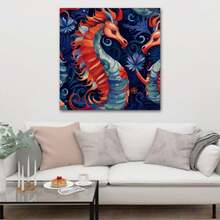 1 Piece Home Decor Wall Framed Canvas Seahorse Pattern Home Decor Framed Canvas Wall Art Paintings For Living Room - Canvas Framed Print Wall Artworks Bedroom Decoration Office Wall Decor