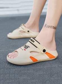 Thick Sole Men's Slip-On Sandals, Casual Brand Slippers For Indoor & Outdoor, Sports, Beach, Waterproof Breathable Summer