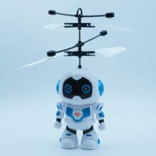 1 件多色遥控机器人无人机，智能感应可充电飞行器，悬停电动闪光派对玩具，耐撞长电池寿命，男孩派对礼物，带 USB 充电线，2 个遥控选项（手持和背带）