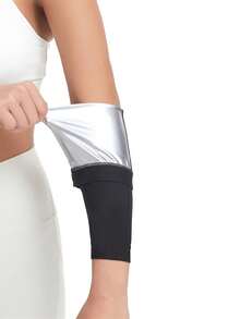 قطعتان من أكمام الذراع الرياضية من البولي يوريثان الفضي، شكل فراشة مخصص لشد الذراعين، أشرطة لشد وترميم الذراعين للركض واليوغا والجيم - الأسود - مشاهدة 6