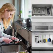 Ouvre-boîte et ouvre-bouteille multifonctionnel. Facile à utiliser, molette de coupe en acier inoxydable ultra-tranchante, poignées souples et ergonomiques.