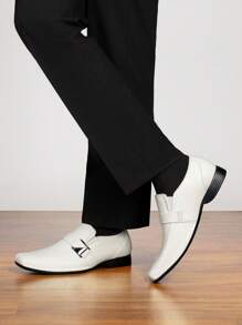 Men's Lined Dress Loafers Formal Shoes Men Dress Loafer Shoe Slip On Moccasins Daily Comfort Leather - 白色 - 查看 3