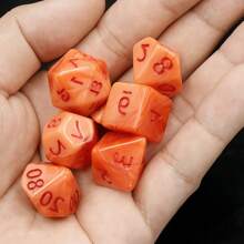 7pcs Polyhedral Dice Set, Orange Body With Red Numbers, Suitable For Party Games, Festivals & Gatherings - Orange - View 7