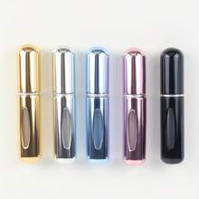 5 件装迷你香水喷雾器，0.17 盎司，不锈钢和塑料，便携式可再填充香水瓶，无香，适合旅行