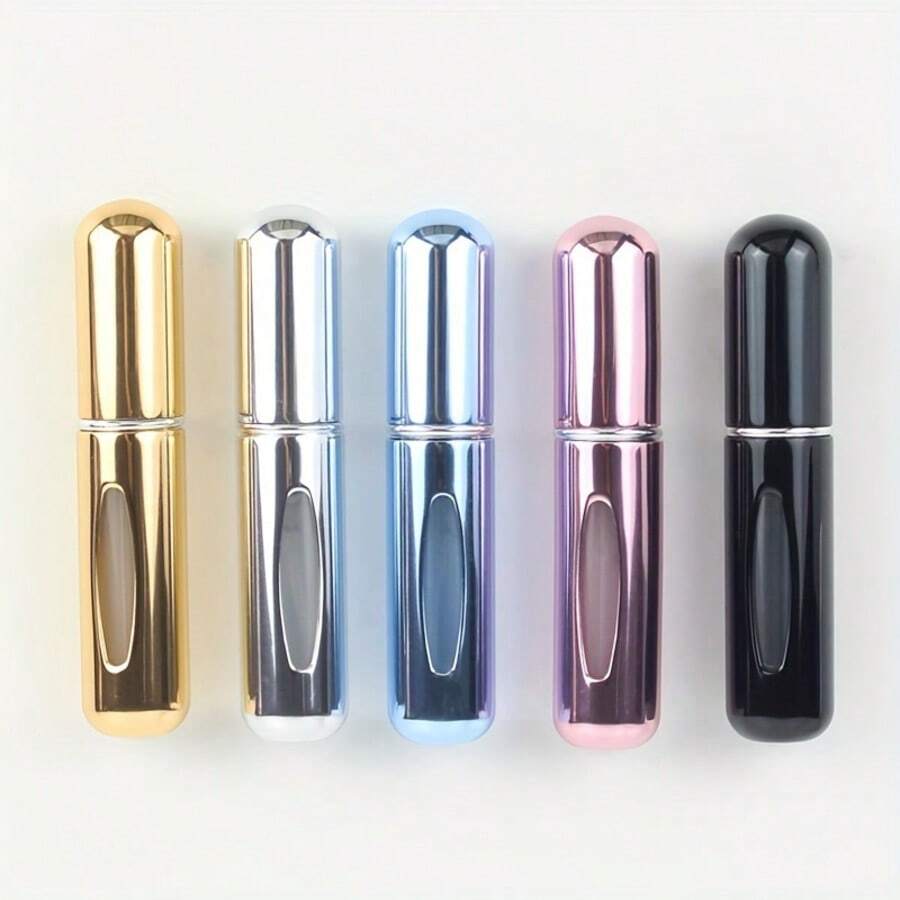 5 件装迷你香水喷雾器，0.17 盎司，不锈钢和塑料，便携式可再填充香水瓶，无香，适合旅行