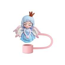 Angel Girls Straw Toppers, Dust-Proof & Reusable Straw Covers For 0.4" Diameter Straws, Decorative Straw Tip Design, Perfect For Holiday Celebrations & Everyday Use,School Supplies