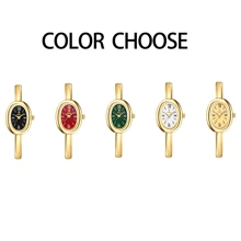 YaLaLuSi 轻奢高级感小手链女士石英表精致椭圆表盘罗马刻度适合学校工作聚会派对各种场合送家人送女友礼物首选 - 金色 - 查看 9