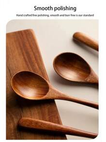 1/2/5/10 piezas Cucharas de madera con mango largo de madera de alcanfor japonesa para comer arroz, revolver, ramen