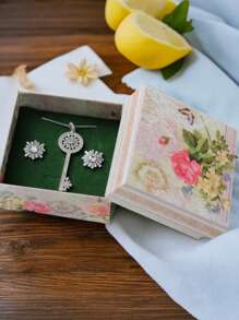 1pc Minimalist Peony Printed Jewelry Gift Box Organizer (Jewelry Not Included) - Multicolor - View 7