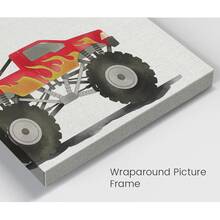 1pc Framed Canvas Wall Art, Truck Decor, Beach Truck Cartoon Red Truck Farmhouse Canvas Painting, Boys Bedroom Art Print Canvas Poster, Ideal Gift For Bedroom Living Room Hallway Dorm Wall Decor - Multicolor - View 9