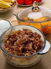 高品质新款茶色双耳汤锅创意沙拉碗家用商用带盖微波炉适用北欧风优雅水果玻璃碗拉面碗